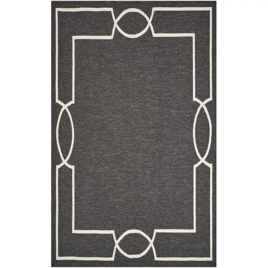Onyx And White Geometric Handmade Indoor Outdoor Area Rug Photo 1