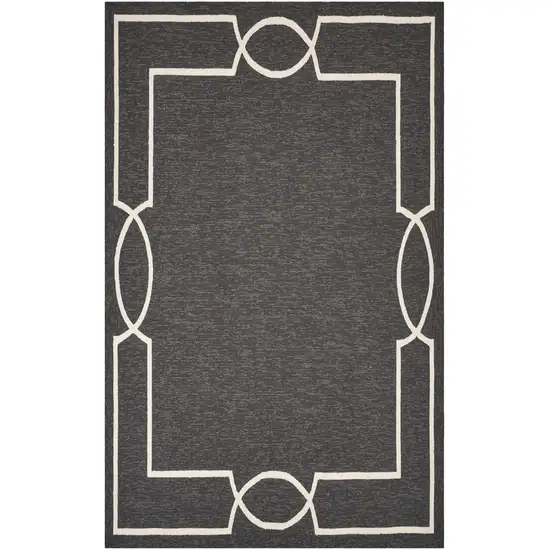 Onyx And White Geometric Handmade Indoor Outdoor Area Rug Photo 4