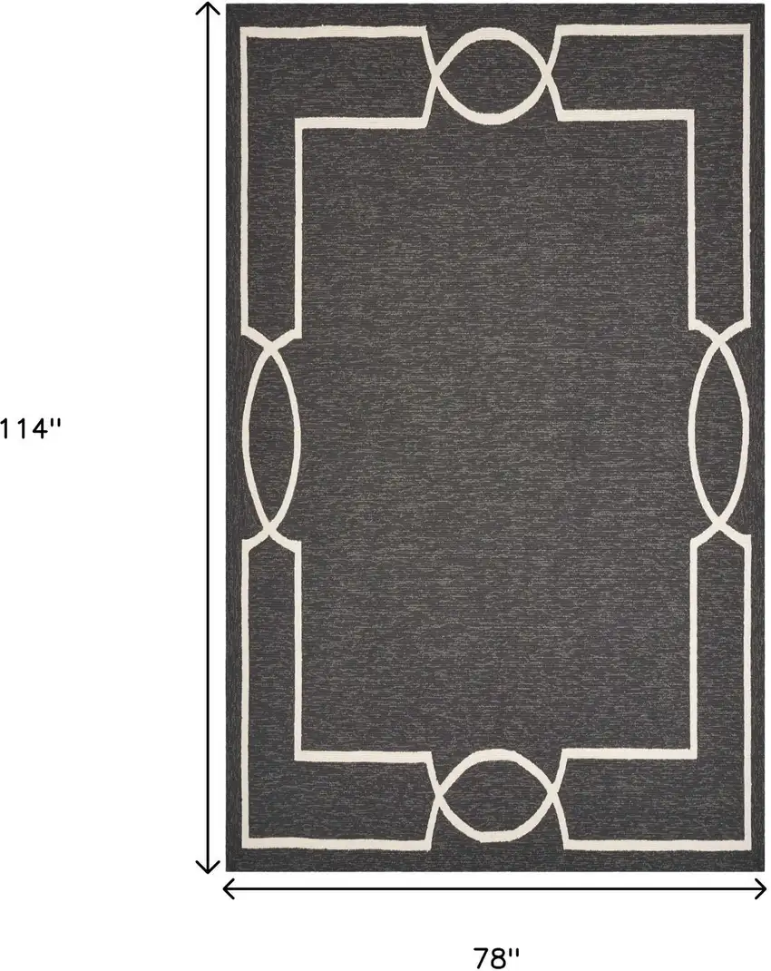 Onyx And White Geometric Handmade Indoor Outdoor Area Rug Photo 8