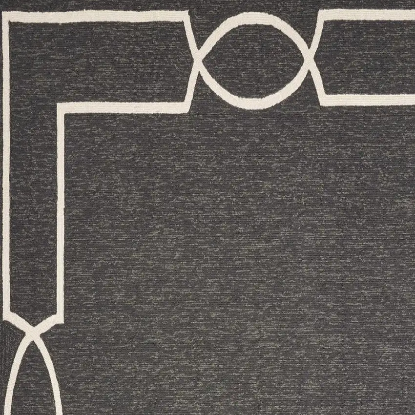 Onyx And White Geometric Handmade Indoor Outdoor Area Rug Photo 7