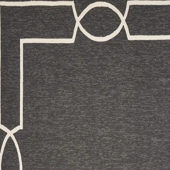 Onyx And White Geometric Handmade Indoor Outdoor Area Rug Photo 3