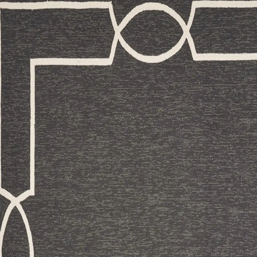 Onyx And White Geometric Handmade Indoor Outdoor Area Rug Photo 3