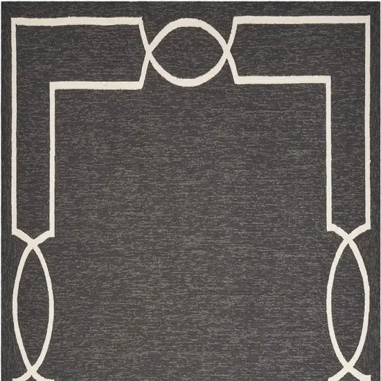 Onyx And White Geometric Handmade Indoor Outdoor Area Rug Photo 4