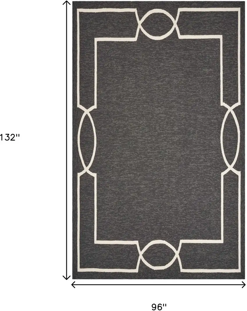 Onyx And White Geometric Handmade Indoor Outdoor Area Rug Photo 7