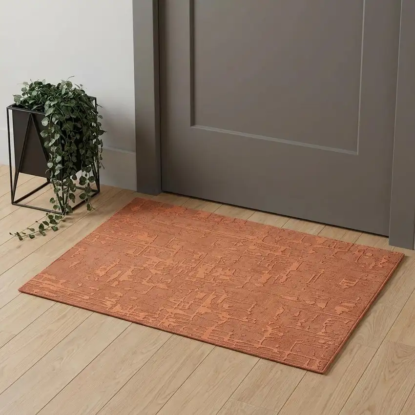 Orange Abstract Non Skid Area Rug Photo 1