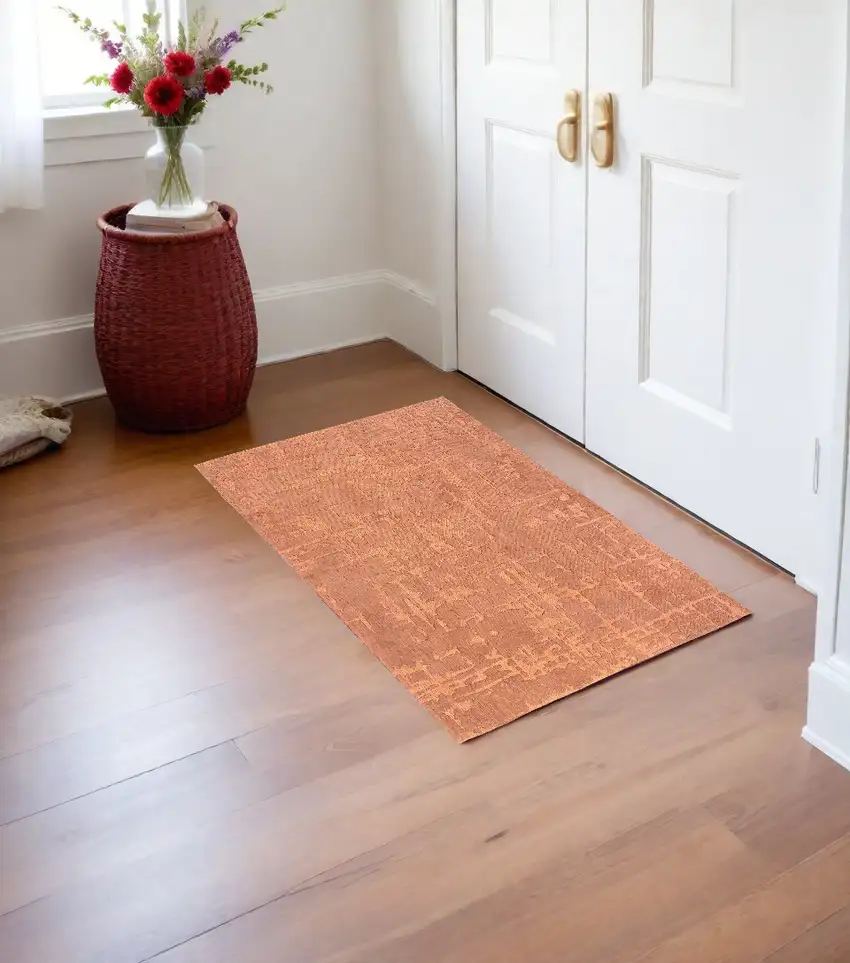 Orange Abstract Non Skid Area Rug Photo 1