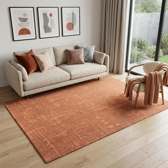 Orange Abstract Non Skid Area Rug Photo 1