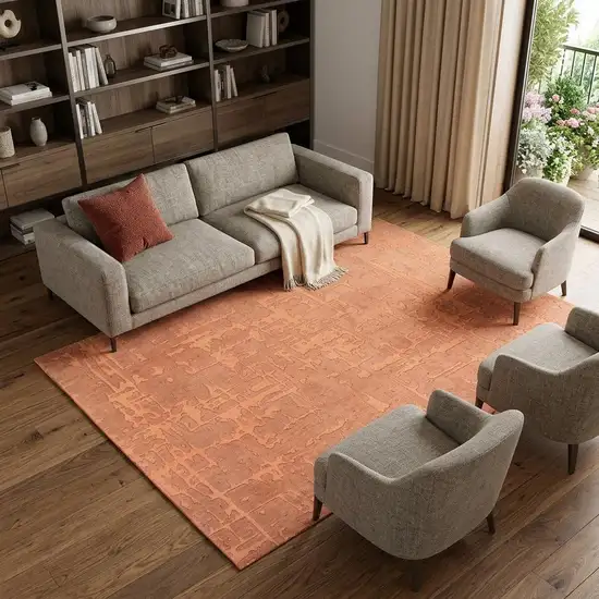 Orange Abstract Non Skid Area Rug Photo 1