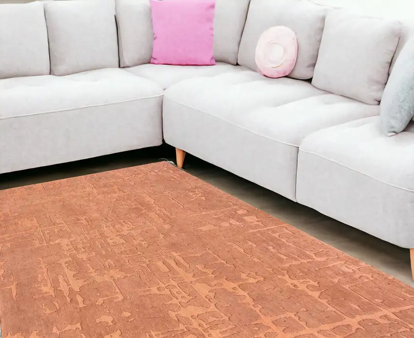 Orange Abstract Non Skid Area Rug Photo 1