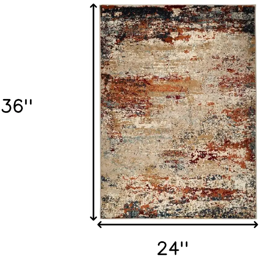 Orange Abstract Power Loom Area Rug Photo 7