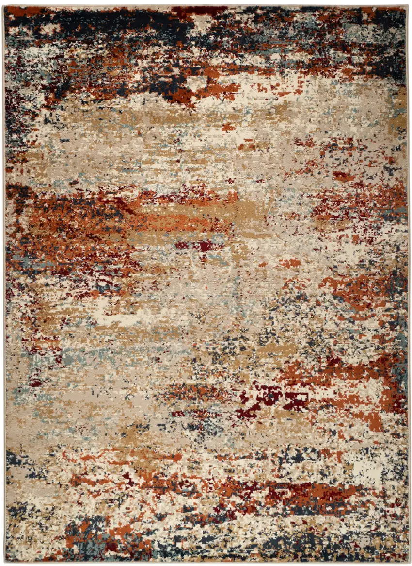 Orange Abstract Power Loom Area Rug Photo 1