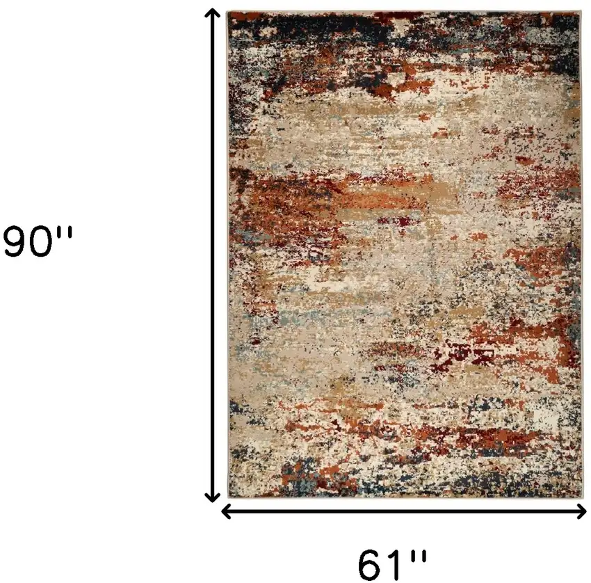 Orange Abstract Power Loom Area Rug Photo 7