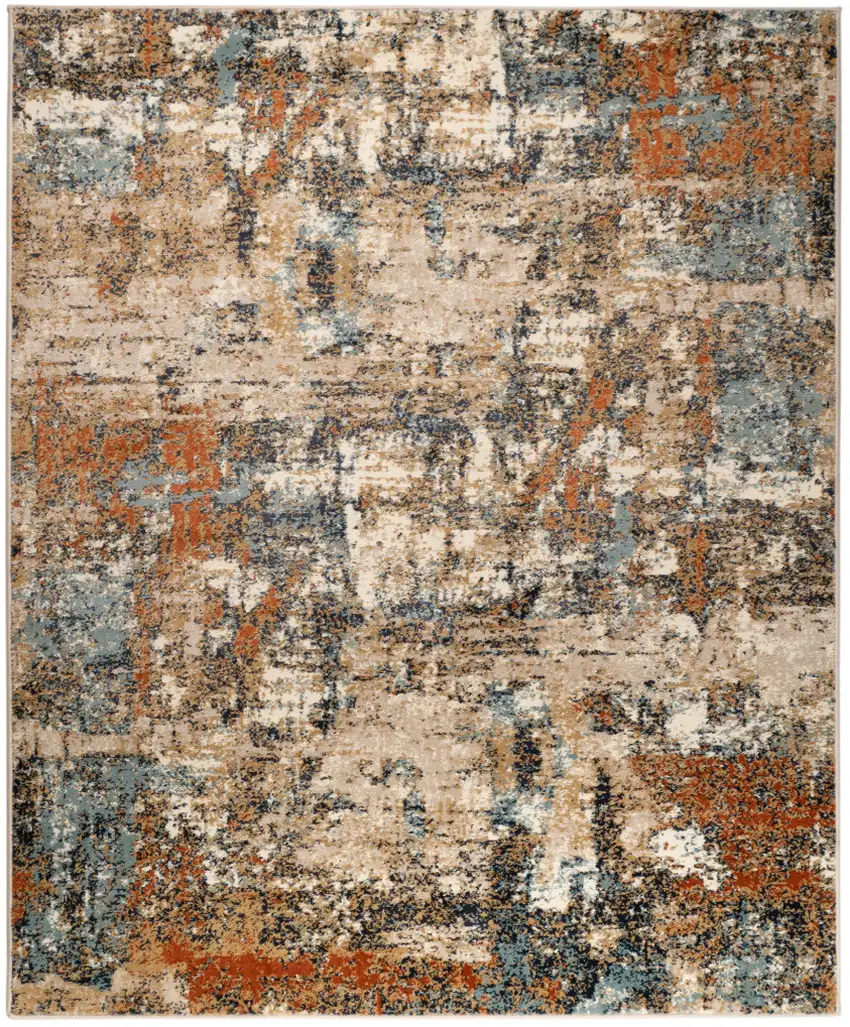 Orange Abstract Power Loom Area Rug Photo 1