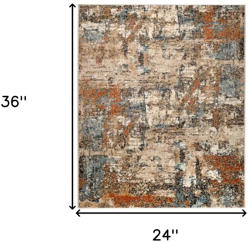 Orange Abstract Power Loom Area Rug Photo 6