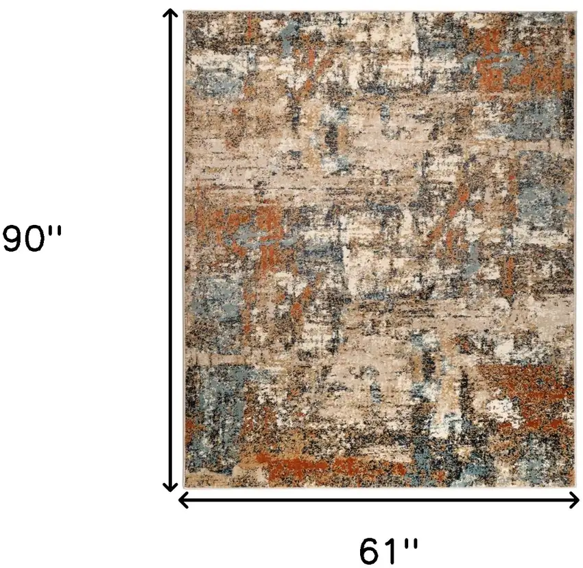 Orange Abstract Power Loom Area Rug Photo 6