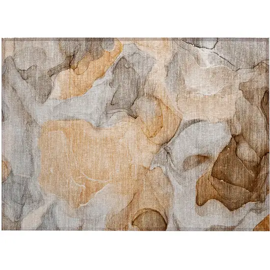 Orange Abstract Washable Non Skid Indoor Outdoor Area Rug Photo 2