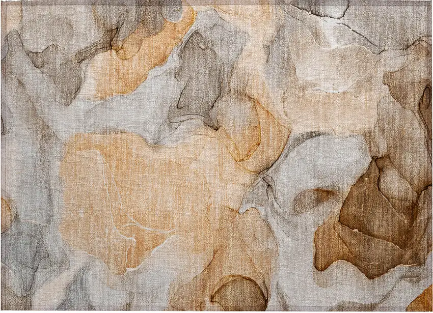 Orange Abstract Washable Non Skid Indoor Outdoor Area Rug Photo 2