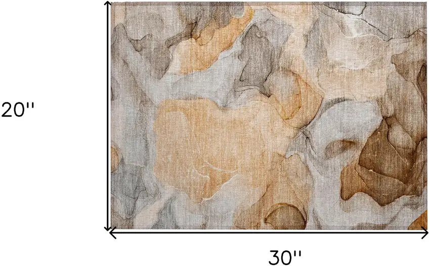 Orange Abstract Washable Non Skid Indoor Outdoor Area Rug Photo 3