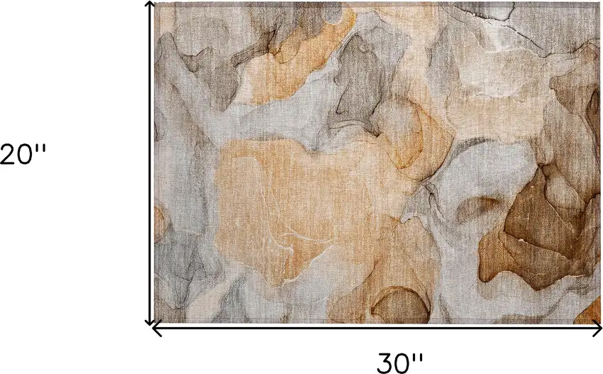 Orange Abstract Washable Non Skid Indoor Outdoor Area Rug Photo 3