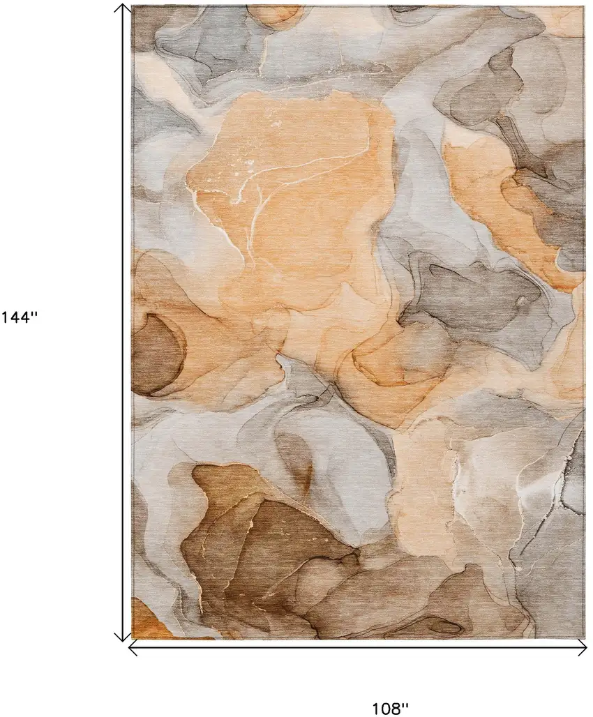 Orange Abstract Washable Non Skid Indoor Outdoor Area Rug Photo 3
