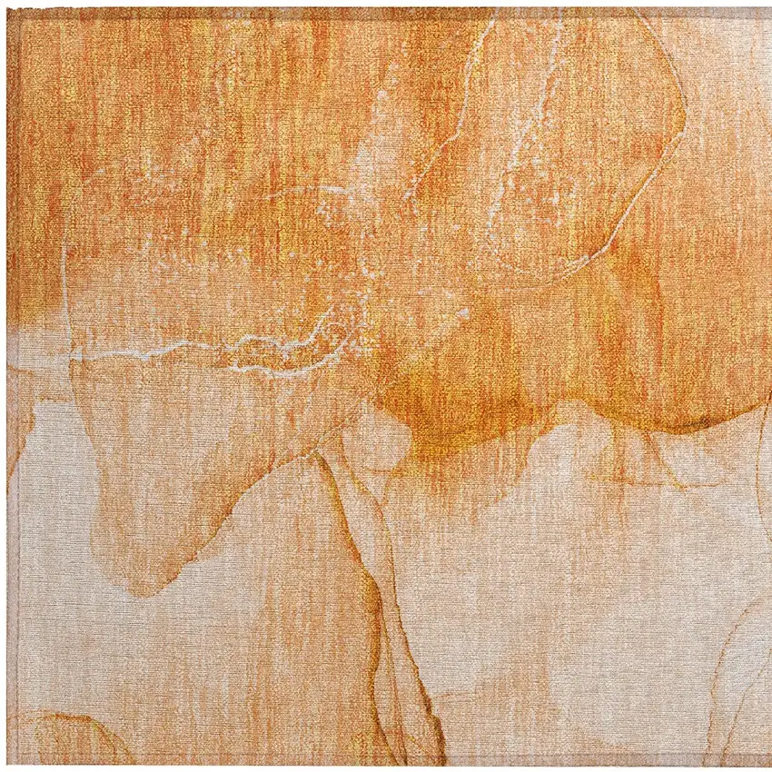 Orange Abstract Washable Non Skid Indoor Outdoor Area Rug Photo 7