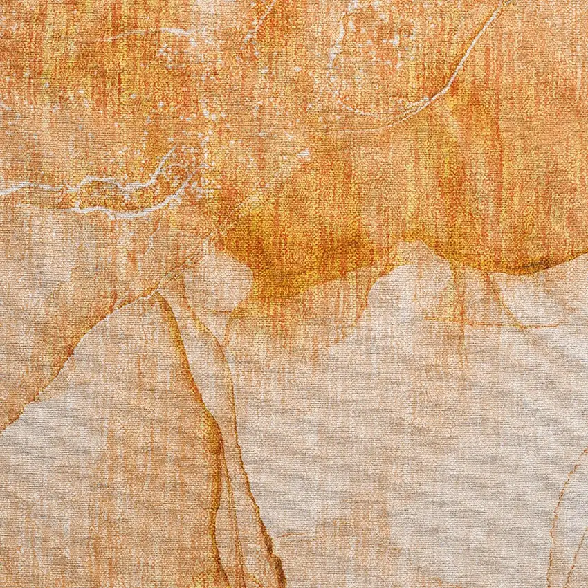 Orange Abstract Washable Non Skid Indoor Outdoor Area Rug Photo 6
