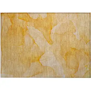 Photo of Orange Abstract Washable Non Skid Indoor Outdoor Area Rug