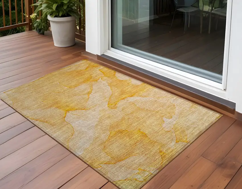 Orange Abstract Washable Non Skid Indoor Outdoor Area Rug Photo 1
