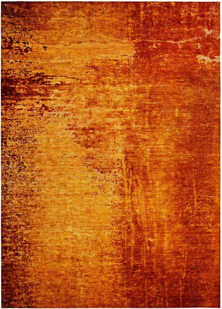 Orange Abstract Washable Non Skid Indoor Outdoor Area Rug Photo 2