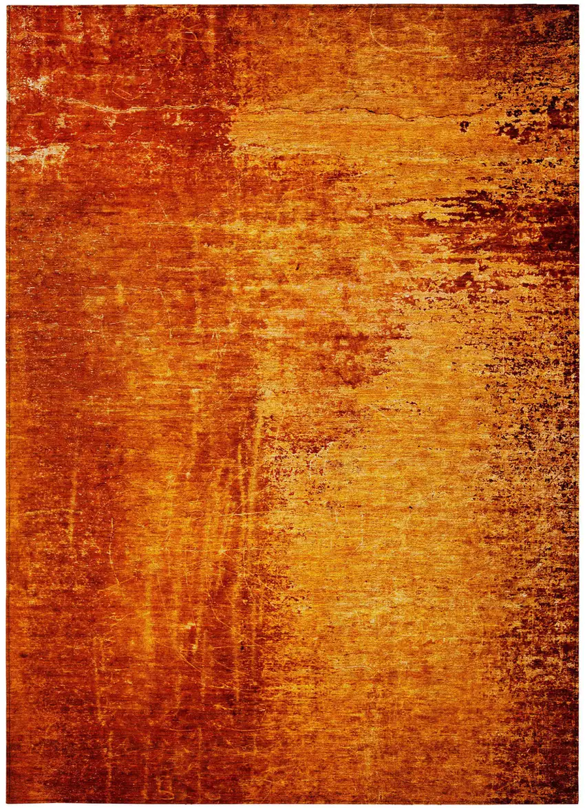 Orange Abstract Washable Non Skid Indoor Outdoor Area Rug Photo 4
