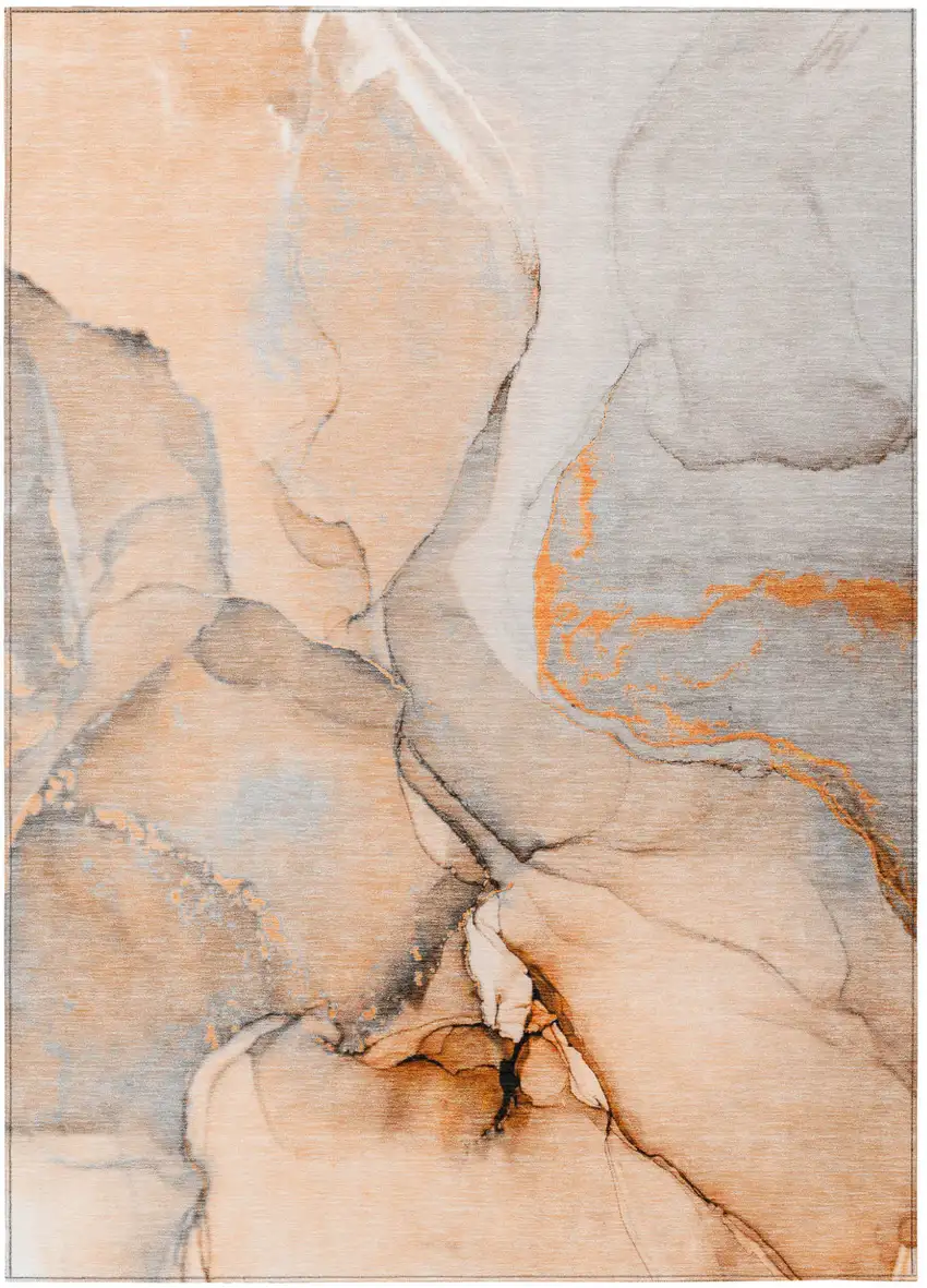 Orange Abstract Washable Non Skid Indoor Outdoor Area Rug Photo 2