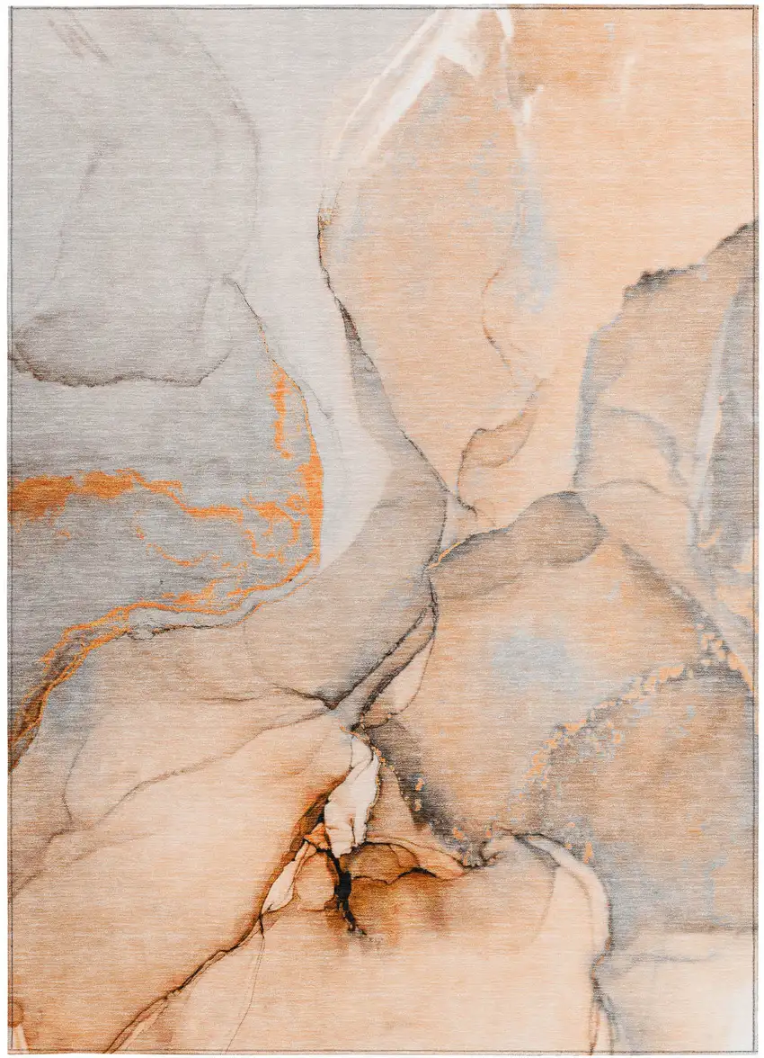 Orange Abstract Washable Non Skid Indoor Outdoor Area Rug Photo 5