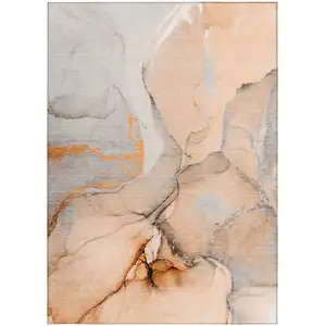 Photo of Orange Abstract Washable Non Skid Indoor Outdoor Area Rug