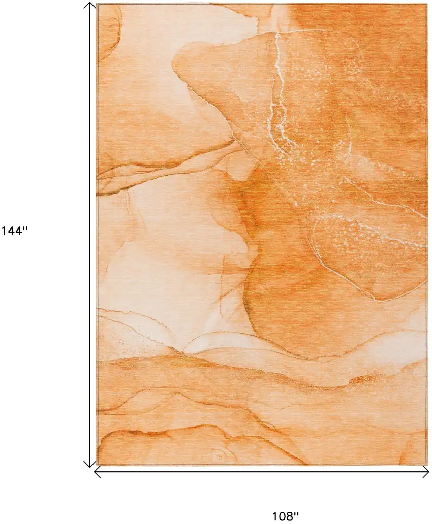 Orange Abstract Washable Non Skid Indoor Outdoor Area Rug Photo 3