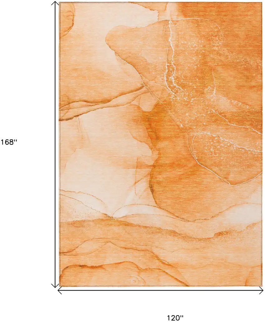 Orange Abstract Washable Non Skid Indoor Outdoor Area Rug Photo 3