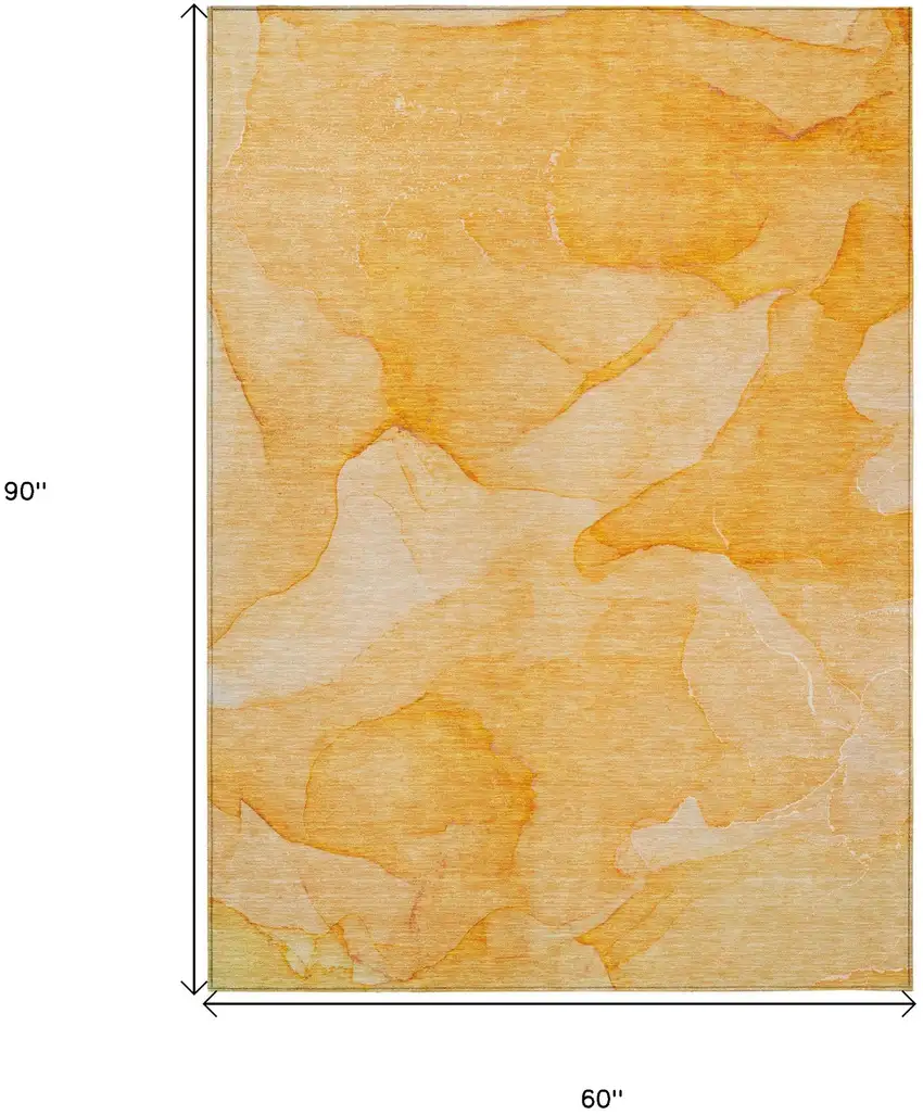Orange Abstract Washable Non Skid Indoor Outdoor Area Rug Photo 3