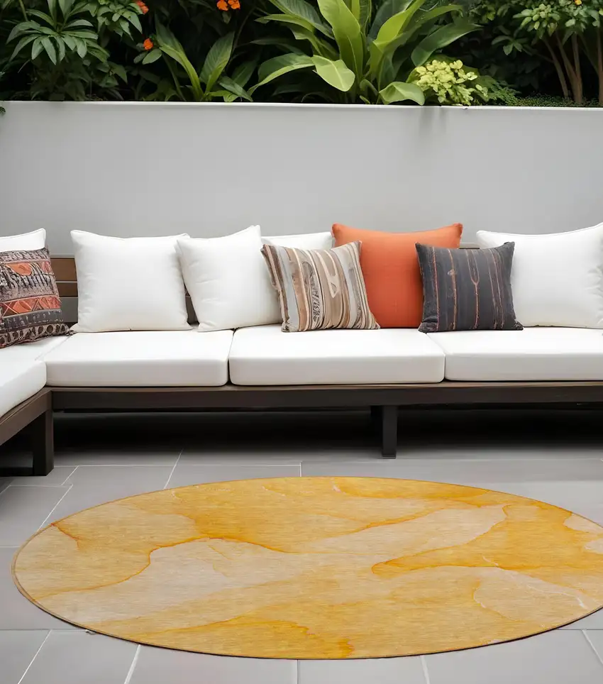Orange Abstract Washable Non Skid Indoor Outdoor Area Rug Photo 1