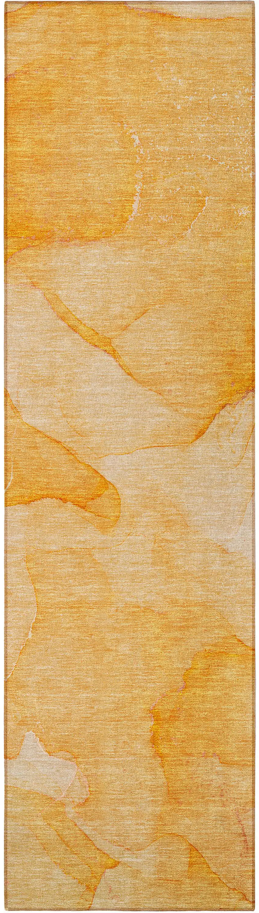 Orange Abstract Washable Non Skid Indoor Outdoor Runner Rug Photo 2