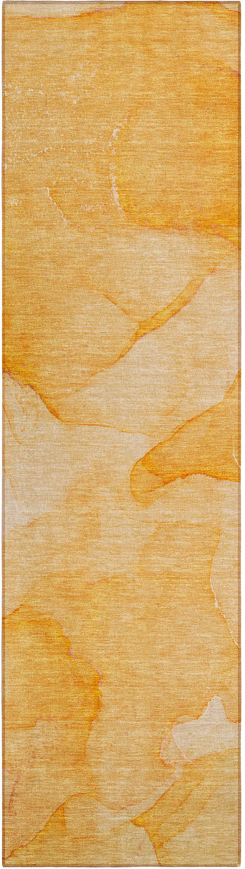 Orange Abstract Washable Non Skid Indoor Outdoor Runner Rug Photo 2