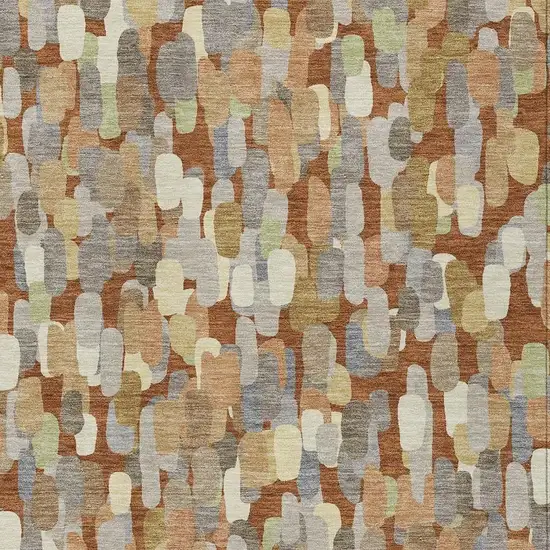 Orange And Beige Abstract Washable Indoor Outdoor Area Rug Photo 2