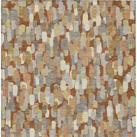 Orange And Beige Abstract Washable Indoor Outdoor Area Rug Photo 3