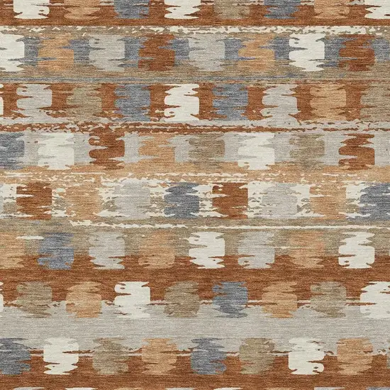 Orange And Beige Abstract Washable Indoor Outdoor Area Rug Photo 5