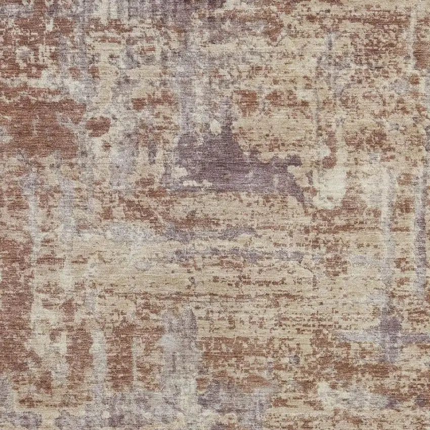 Orange And Beige Abstract Washable Indoor Outdoor Area Rug Photo 3