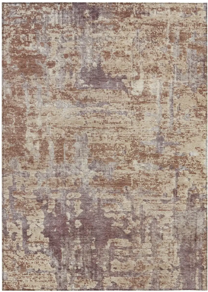 Orange And Beige Abstract Washable Indoor Outdoor Area Rug Photo 2