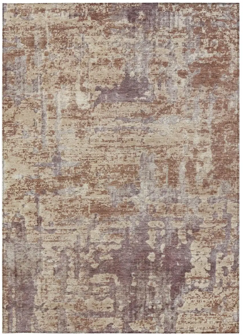 Orange And Beige Abstract Washable Indoor Outdoor Area Rug Photo 4