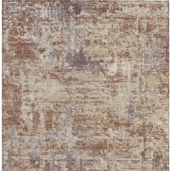 Orange And Beige Abstract Washable Indoor Outdoor Area Rug Photo 4