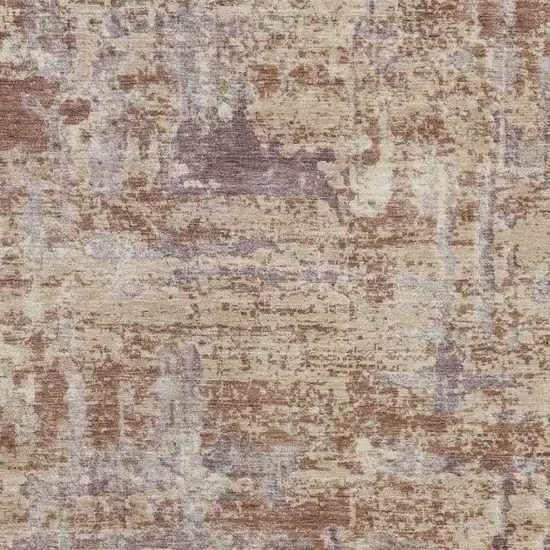 Orange And Beige Abstract Washable Indoor Outdoor Area Rug Photo 3