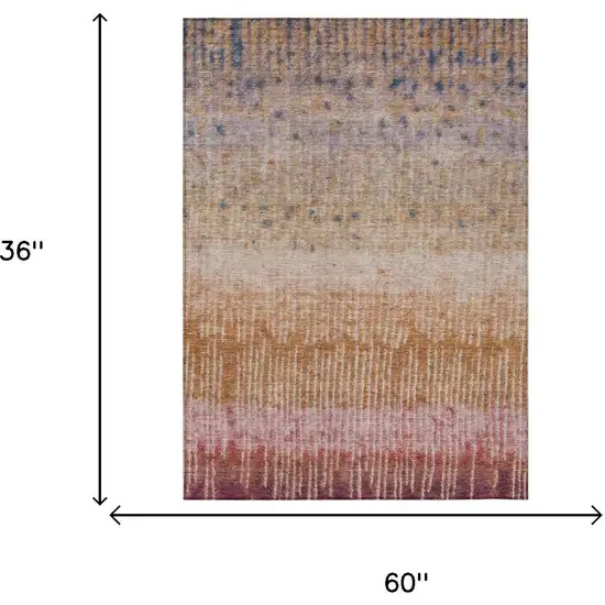 Orange And Beige Abstract Washable Indoor Outdoor Area Rug Photo 5