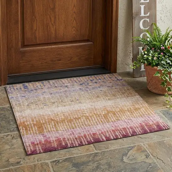 Orange And Beige Abstract Washable Indoor Outdoor Area Rug Photo 1