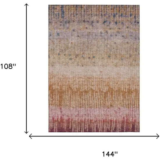 Orange And Beige Abstract Washable Indoor Outdoor Area Rug Photo 5